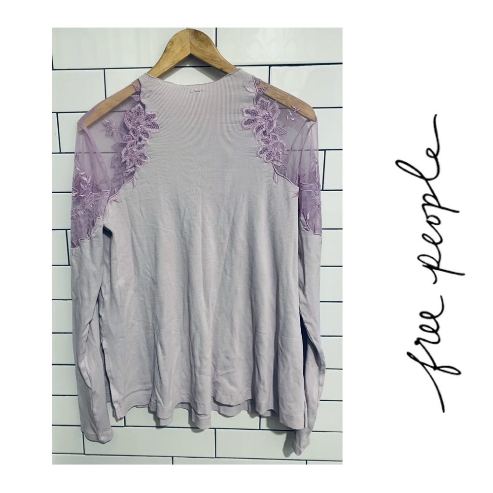 Lace-Detail Long Sleeve Blouse - Light Pink - Picture 6 of 6